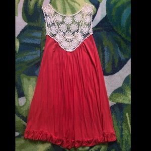 Cute coral dress with lace top
